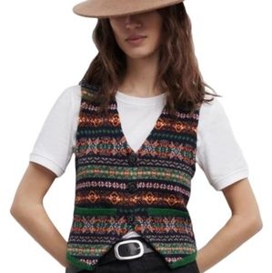 NWT ZARA Wool Blend Jacquard Vest